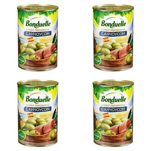 Bonduelle Оливки Мансанилья фаршированные анчоусом, 300 г, 4 шт