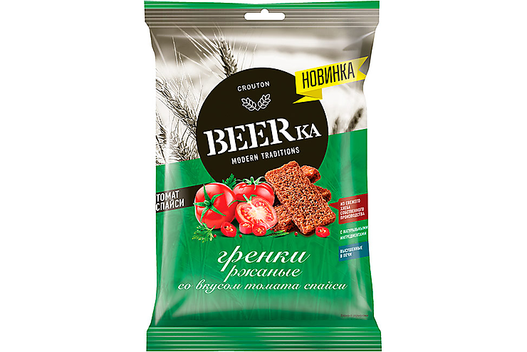 Beerka, гренки со вкусом томата спайси, 60 грамм