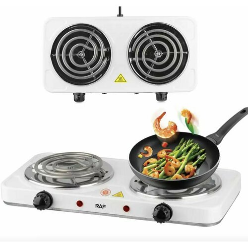Портативная кухонная плита RAF 2 конфорки спираль 1000 Вт1000 Вт белый 279000₽