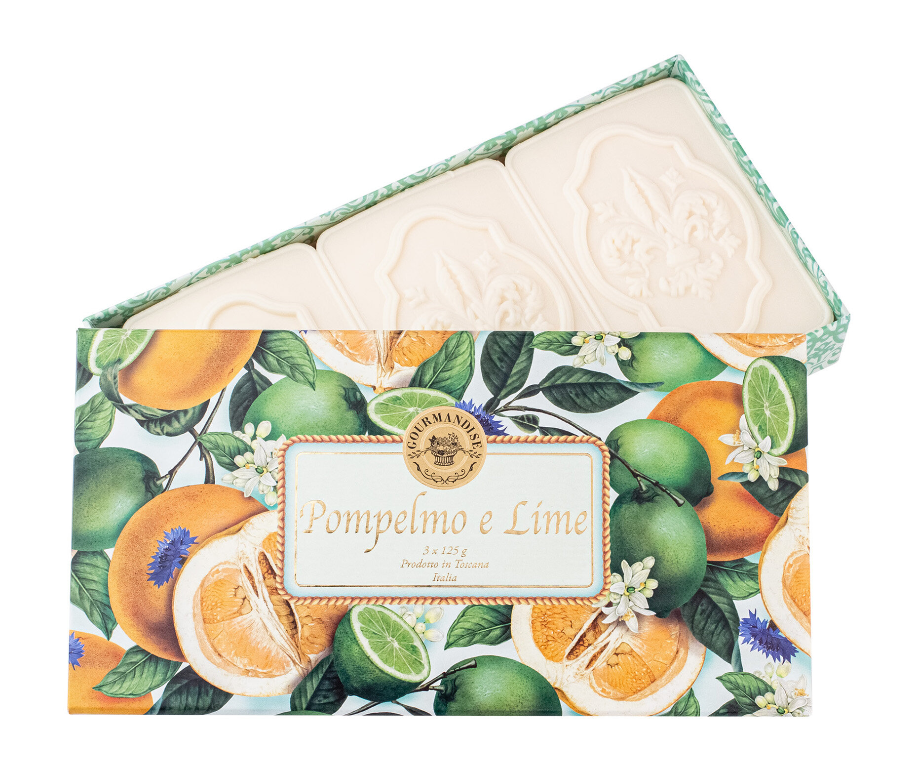 GOURMANDISE Набор натурального парфюмированного мыла Лайм и грейпфрут 3х125 г