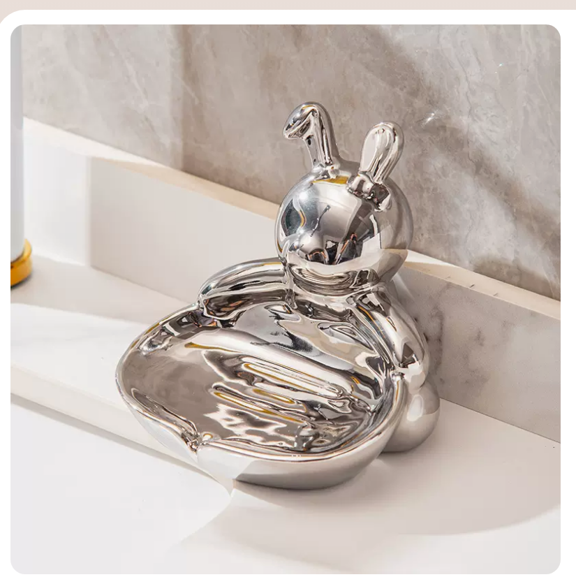 Мыльница-держатель со сливом для ванной и кухни MyPads, идеально пишется в любой интерьер в стиле минимализма, отличный подарок на новоселье, сереб.