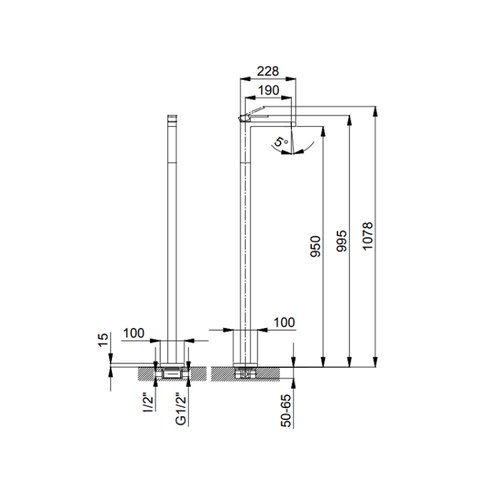 Внутренняя часть Fantini Внутрення часть назначение-смеситель для раковины напольный (19 00 3336A)