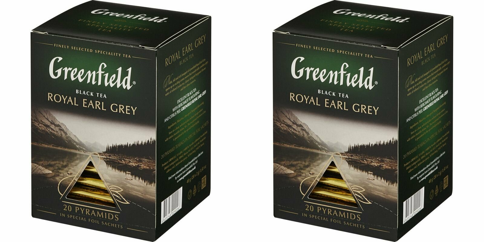 Greenfield Чай в пирамидках Royal Earl Grey, черный, 20 пакетиков, 2 уп