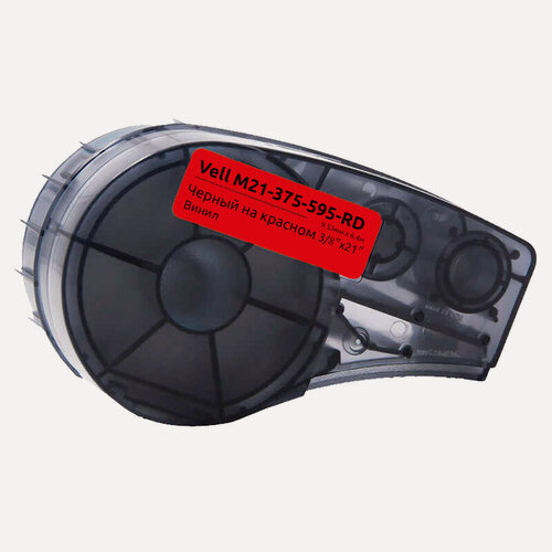 Изображение товара Картридж VL142810, винил, 9.53 мм*6.4 м, черный на красном {Vell M21-375-595-RD} (1 шт)