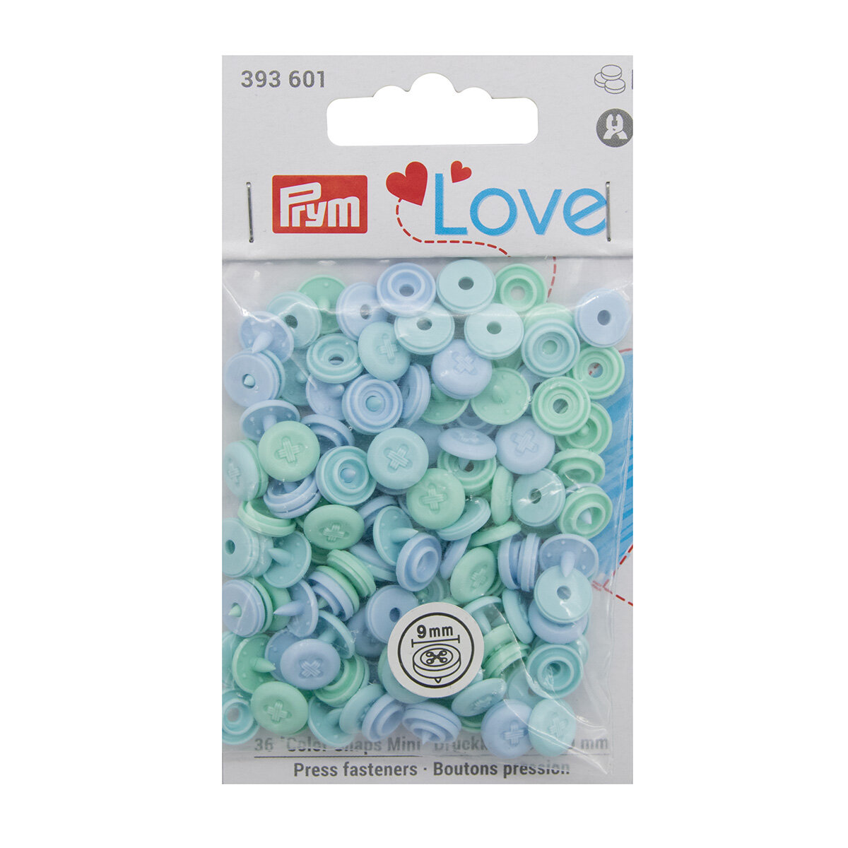 Кнопки ColorSnapsMini имитация стежка Prym Love, голубой 36шт, 393601