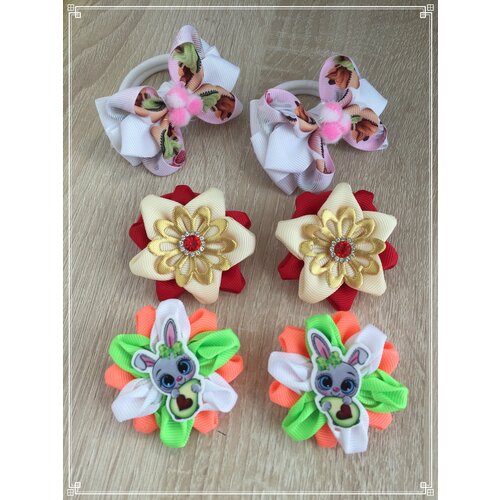 Набор бантиков для девочки | Набор резинок для волос | Подарок для девочки, 6 шт.