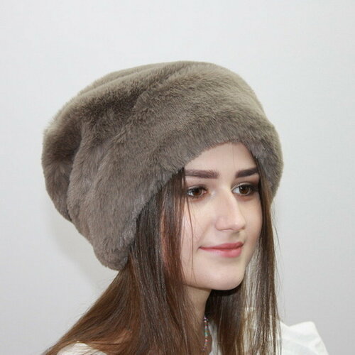 фото Шапка шапка из эко меха, размер 60-61, хаки мария
