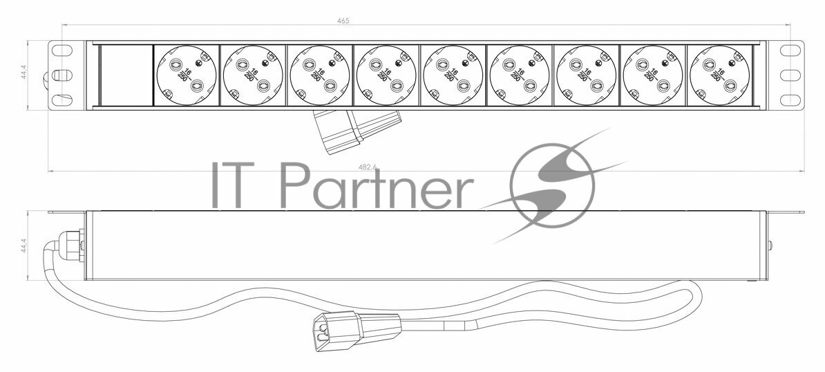 Модуль розеток Hyperline SHE19-9SH-2.5IEC черный 1 шт. - фото №9