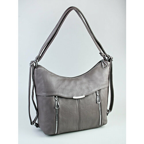 фото Сумка хобо , фактура зернистая, серый adafman