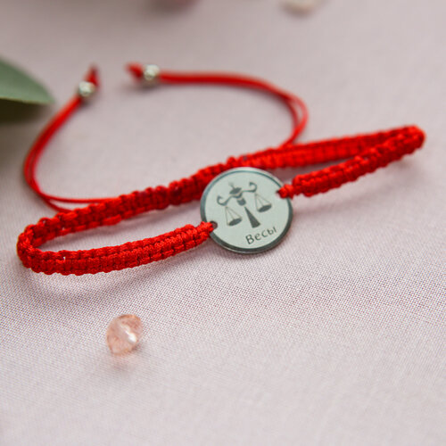 фото Плетеный браслет, красный reniva