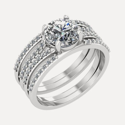 Изображение товара Кольцо, серебро, 925 проба, фианит