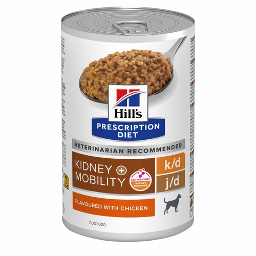 Влажный диетический корм для собак Hill's, для поддержания здоровья почек и суставов, со вкусом курицы, 370 гр * 12 шт