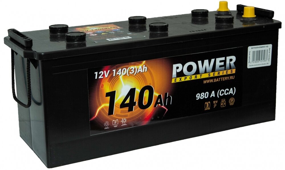 POWER 140 А/ч 900 А прям. пол. (3) Евро авто (513x189x213)