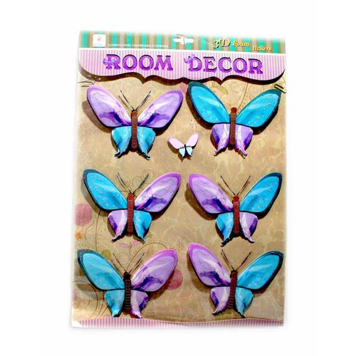 Наклейки Декоративные, Цветные Бабочки 3D, для стен и мебели, для интерьера, интерьерные, декор для дома, подарок