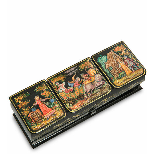 Шкатулка Палех Тройка ШК-85/30 (ручная работа) 113-7010335