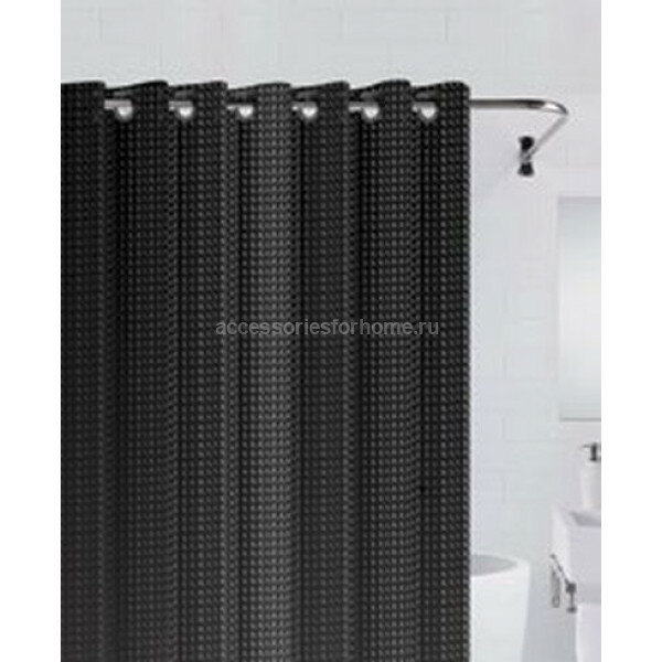 Штора для ванной 180х200 3D с люверсами BathPlus NFD-3D-black