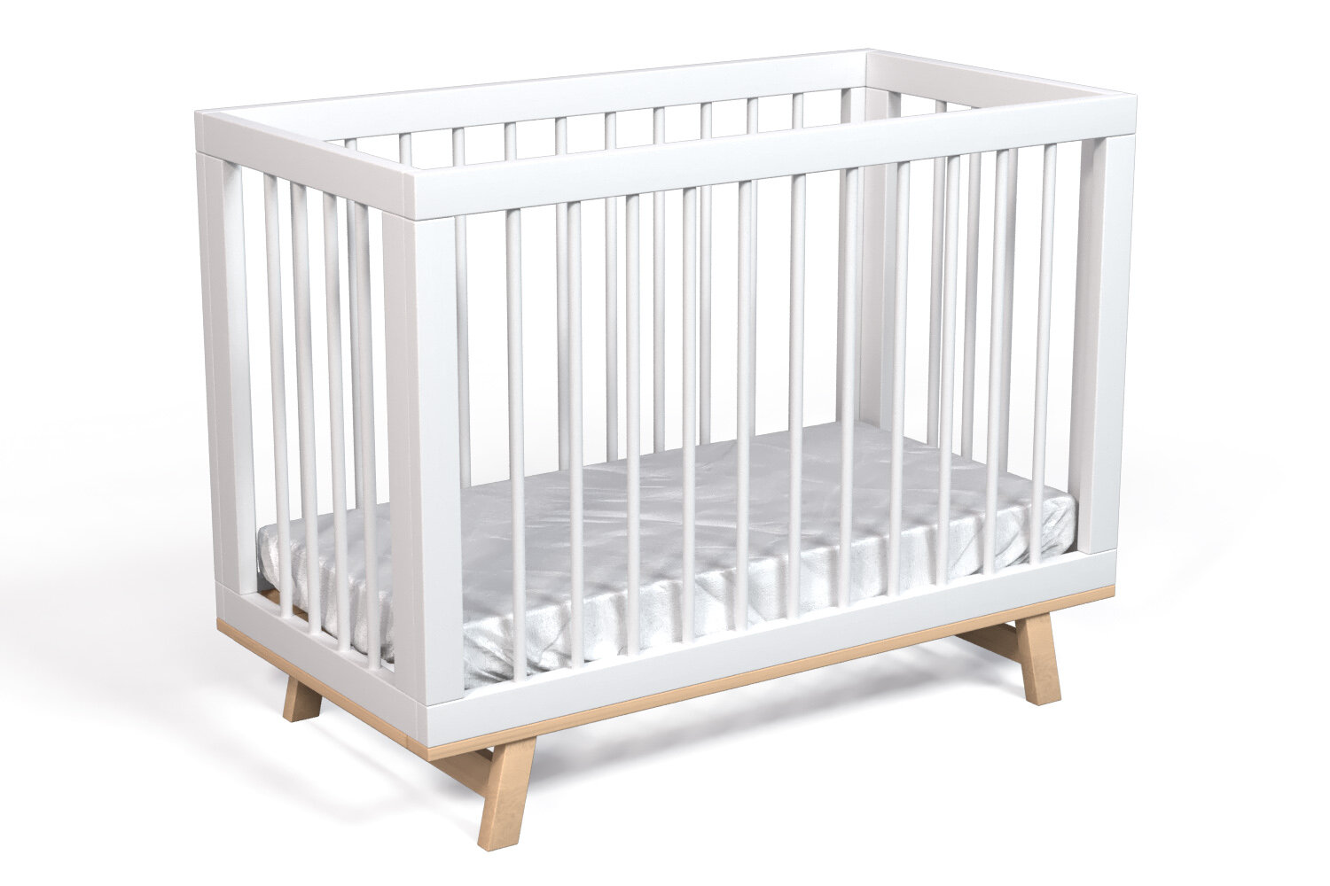 Кроватка для новорожденного Lilla (приставная) - модель Aria белая/дерево 2494354