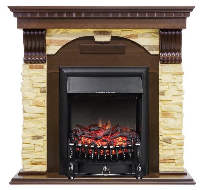 фото Камин Royal Flame Dublin угловой Темный дуб / Сланец с Fobos FX Black