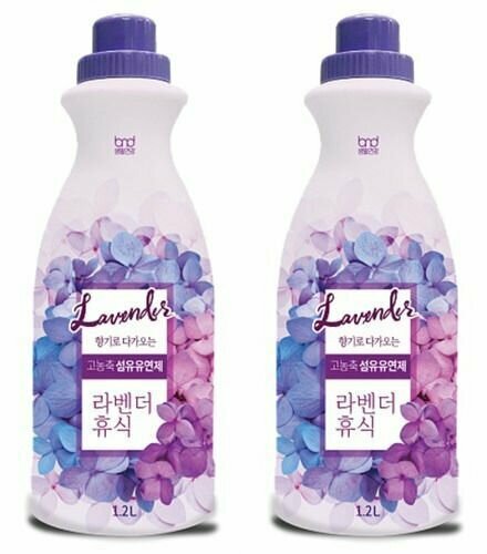 B&D Кондиционер концентрат для белья High Enrichment Fabric Softener Rose Soften, с ароматом лаванды, 1200 мл, 2 шт.