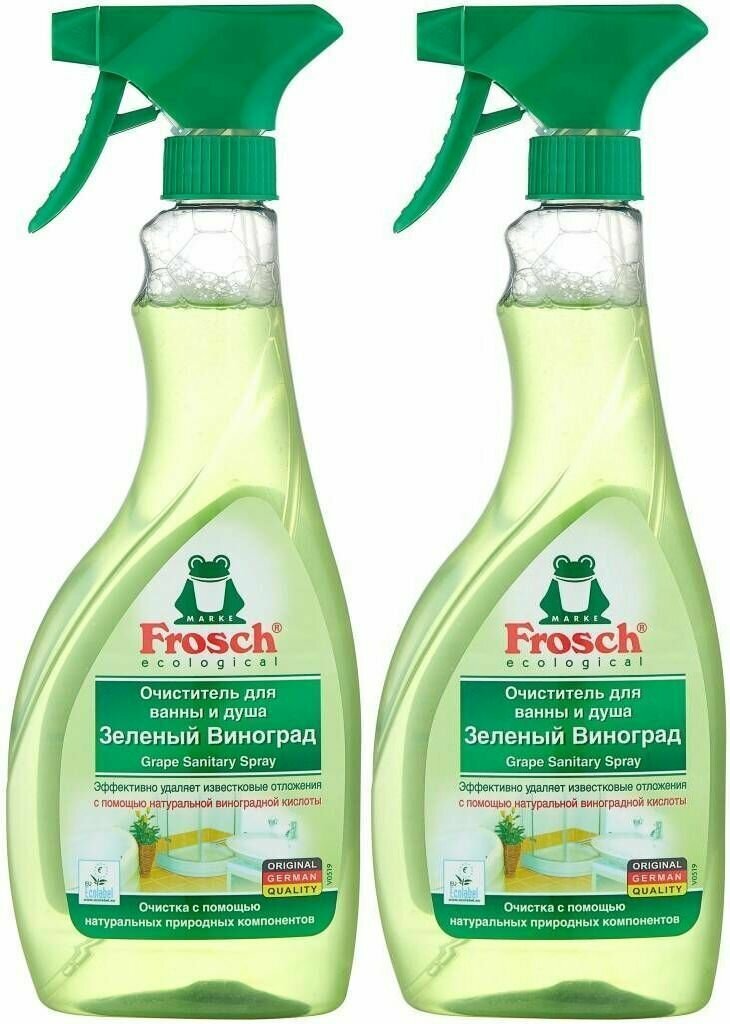 фото Frosch Очиститель для ванны и душа, спрей, Зеленый виноград, 500 мл, 2 шт