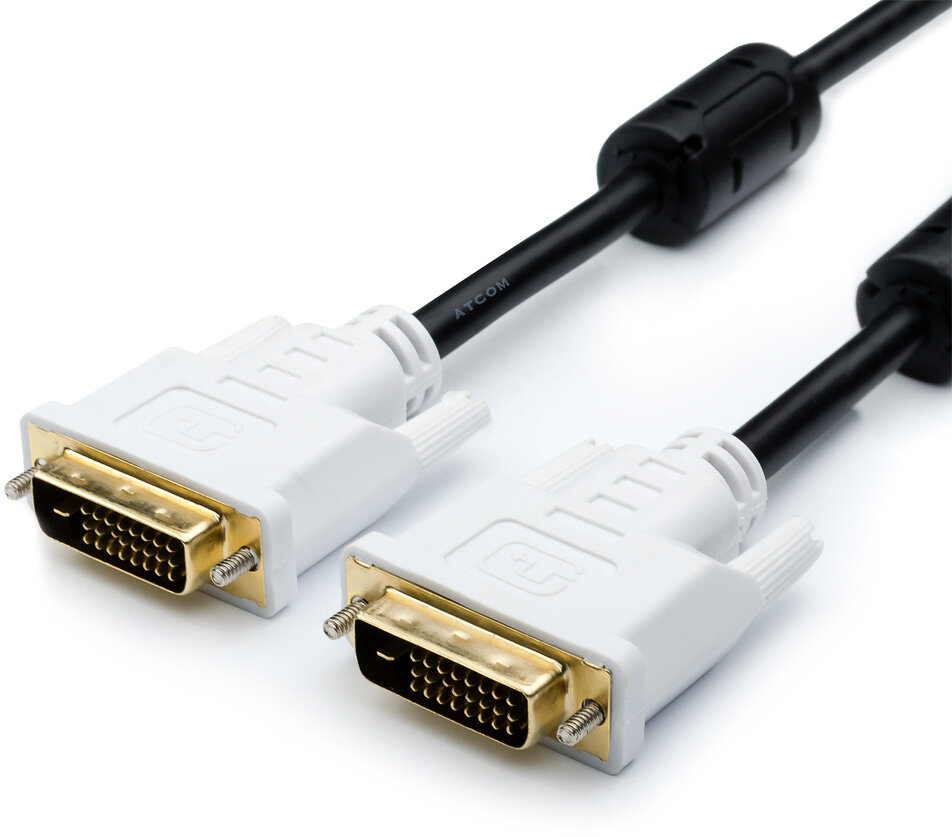Кабель DVI 3 м (DVI-D Dual link, 24 pin, пакет) ATcom DVI-D (m) - DVI-D (m) 3 м (AT9148)