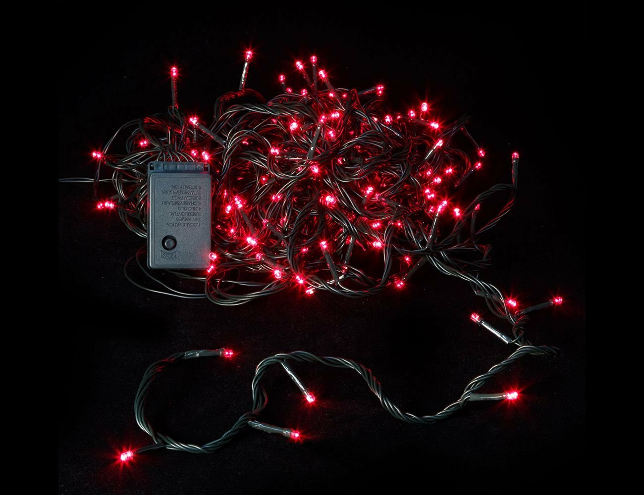 Светодиодная гирлянда для дома 180 красных LED ламп 18 м, зеленый ПВХ, контроллер, IP20, царь елка