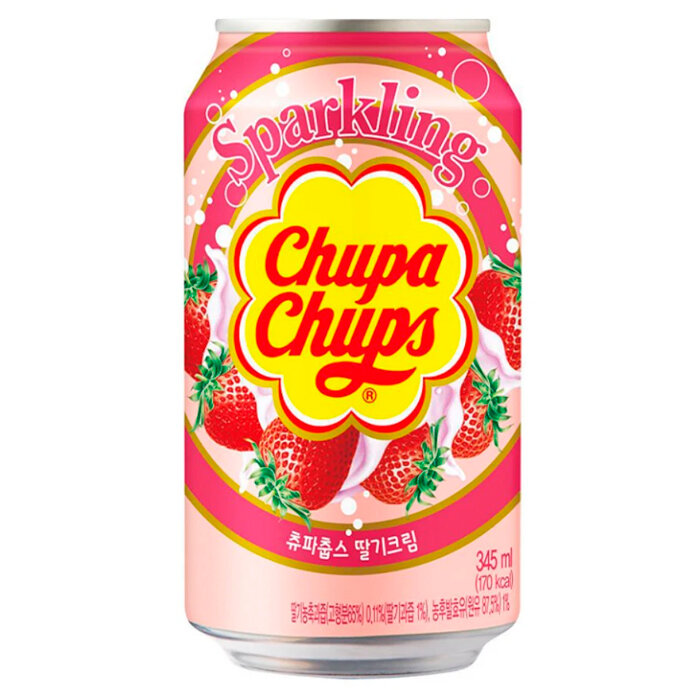 Газированный напиток Chupa Chups - набор 3 вкуса (бабл-гам, дыня, клубника) (Корея), 345 мл (3 шт) - фотография № 4