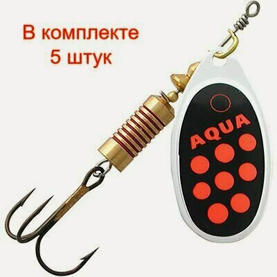 Изображение товара Блесна для рыбалки AQUA AGLIA 12,0g, лепесток № 5, цвет A0-19 (черный, красный), 5 штук в комплекте