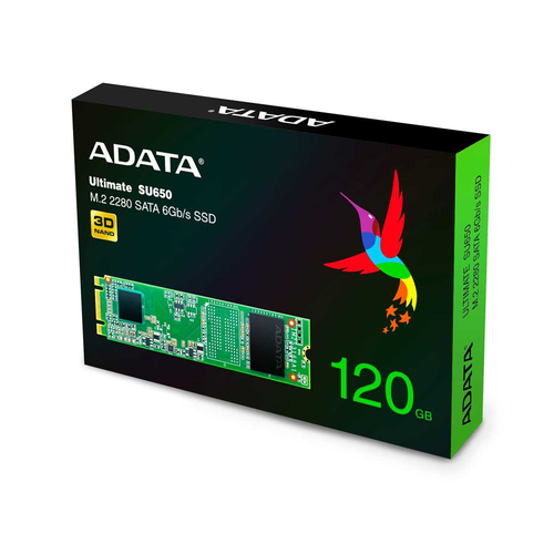 ADATA SSD накопитель ADATA 120Gb M.2 2280 SATA III, R/w 550/410, IOPS 60/40K, MTBF 2M, 3D TLC, 70TBW