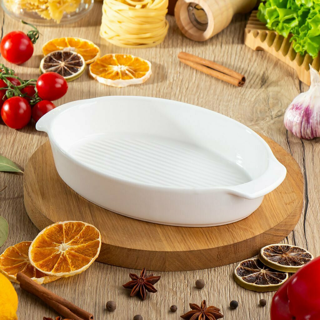 фото Форма для запекания керамика, 22.8 см, овальная, Антарктида, Y4-7282