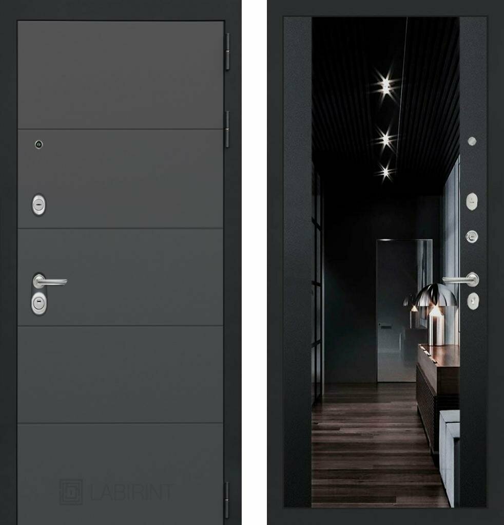 фото Входная дверь Labirint Art с тонированным зеркалом Максимум 960x2050, открывание правое