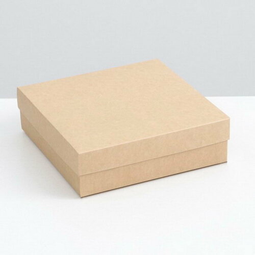 Коробка складная, крышка-дно, крафт, 20 x 20 x 6 см, 5 шт.