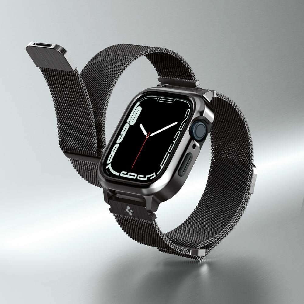 Чехол с ремешком SPIGEN для Apple Watch 8/7 (45 mm) - Metal Fit Pro - Серый - ACS04585 — фото 10