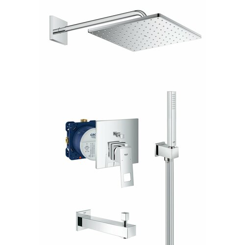 Душевая система с тропическим душем и изливом Grohe Eurocube Rainshower Mono 310 Cube, Германия угловой вентиль 1 2 grohe eurocube 22012000