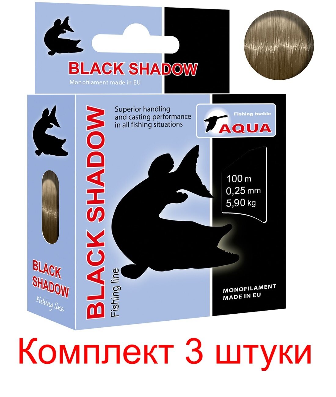 Леска для рыбалки AQUA Black Shadow 035mm 100m ( 1 штука )