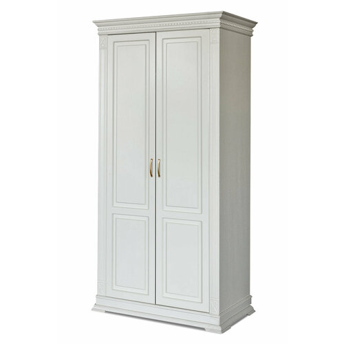 Шкаф 2-х створчатый Флоренция-1 (полка, штанга) из сосны, ВхШхГ(мм): 2200x1000x550, цвет: белая эмаль