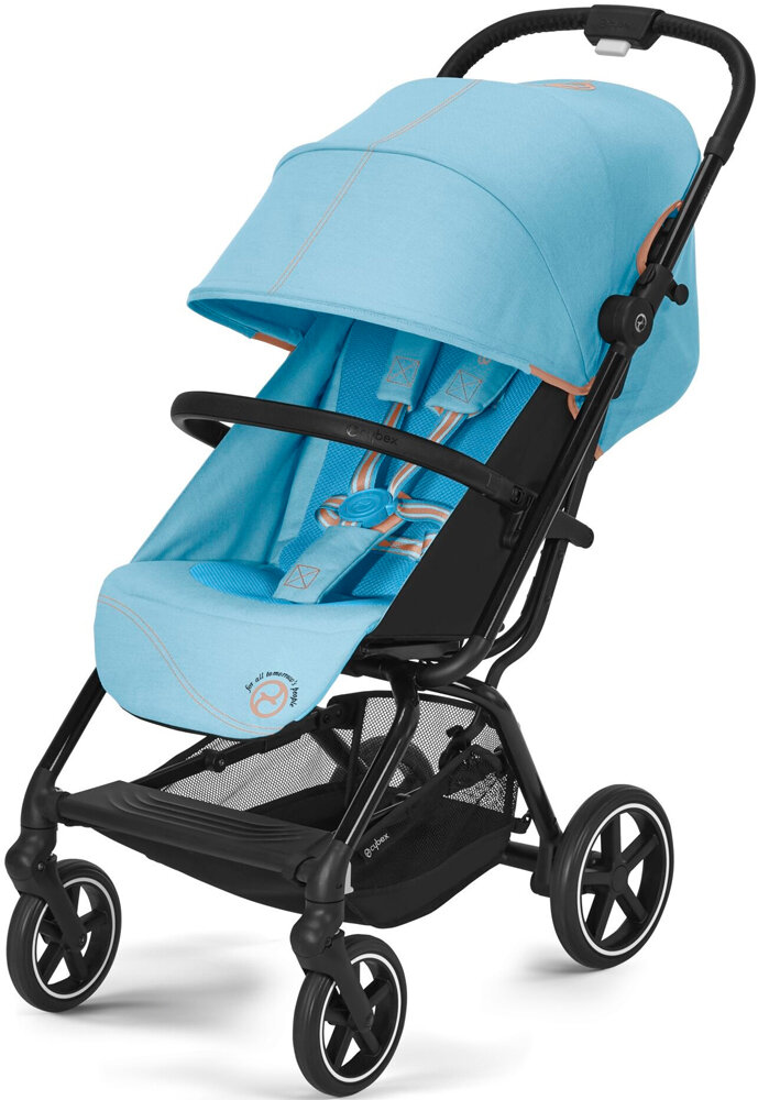 Cybex Eezy S+ 2 (Beach Blue на шасси Black с дождевиком бампером)