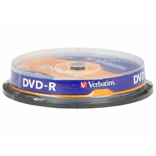 Диск Verbatim Диск DVD-R 4.7ГБ 16x Verbatim 43523, пласт. коробка, на шпинделе (10шт./уп.) диск dvd r 4 7gb tdk 16x туба по 25шт цена за уп