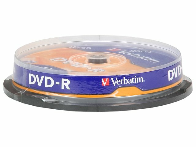 Диск Verbatim Диск DVD-R 4.7ГБ 16x Verbatim 43523, пласт. коробка, на шпинделе (10шт./уп.)