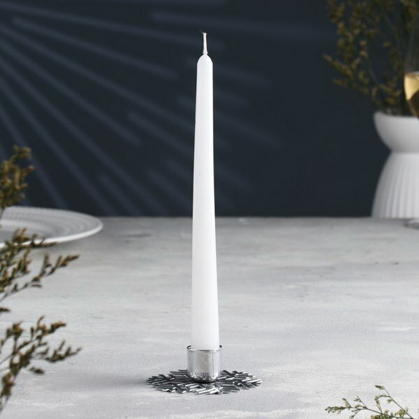 Подсвечник "Снежинка" металл на одну свечу, 8.5х2.7 см, хром