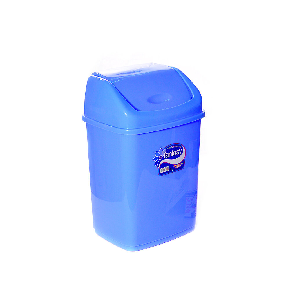 Мусорный контейнер пластик, 10 л, прямоугольный, плавающая крышка, голубой, Dunya Plastik, Sympaty, 09402