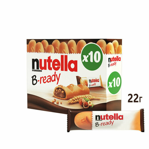 Батончик Ferrero Nutella B-ready Т1 Ферреро молочный шоколад с ореховой пастой 22 г по 10 шт