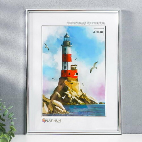 Фоторамка пластик "Радуга" 30х40 см, серебро серебристый