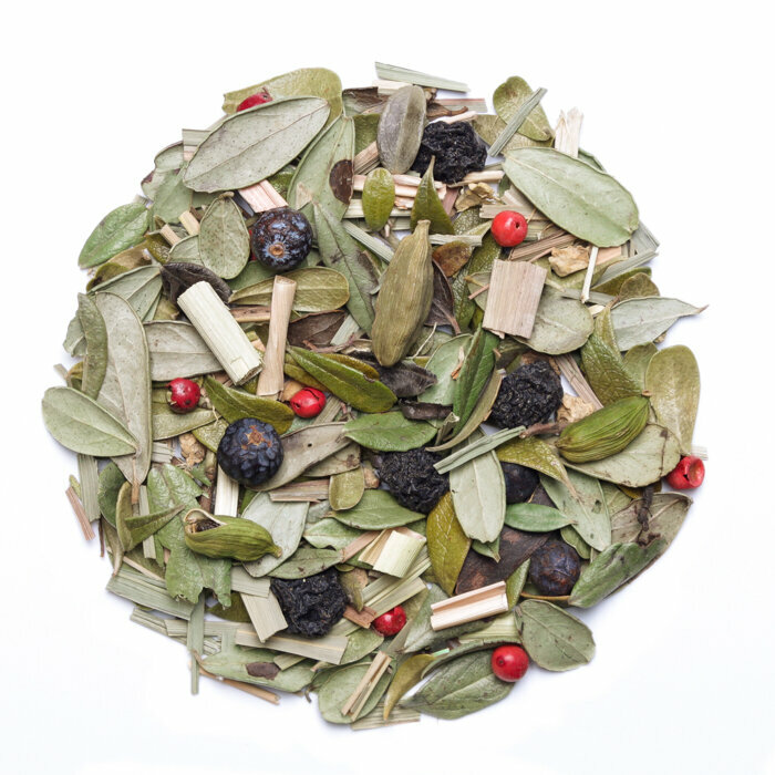 Травяной чай "Пряная Брусника" для бани брусничный лист розмарин розовый перец лемонграсс имбирь можжевельник арония кардамон 100 гр.