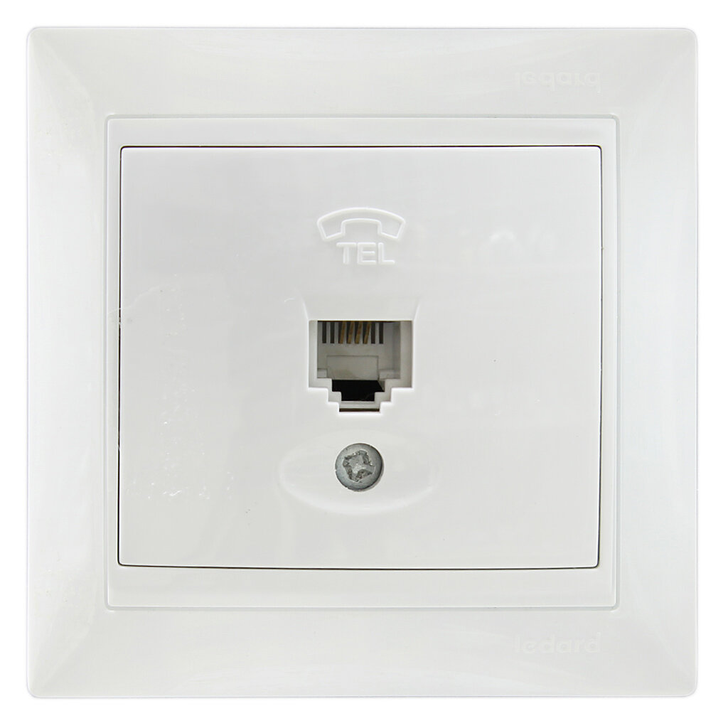 фото Розетка телефонная скрытой установки Ledard RJ11 белая