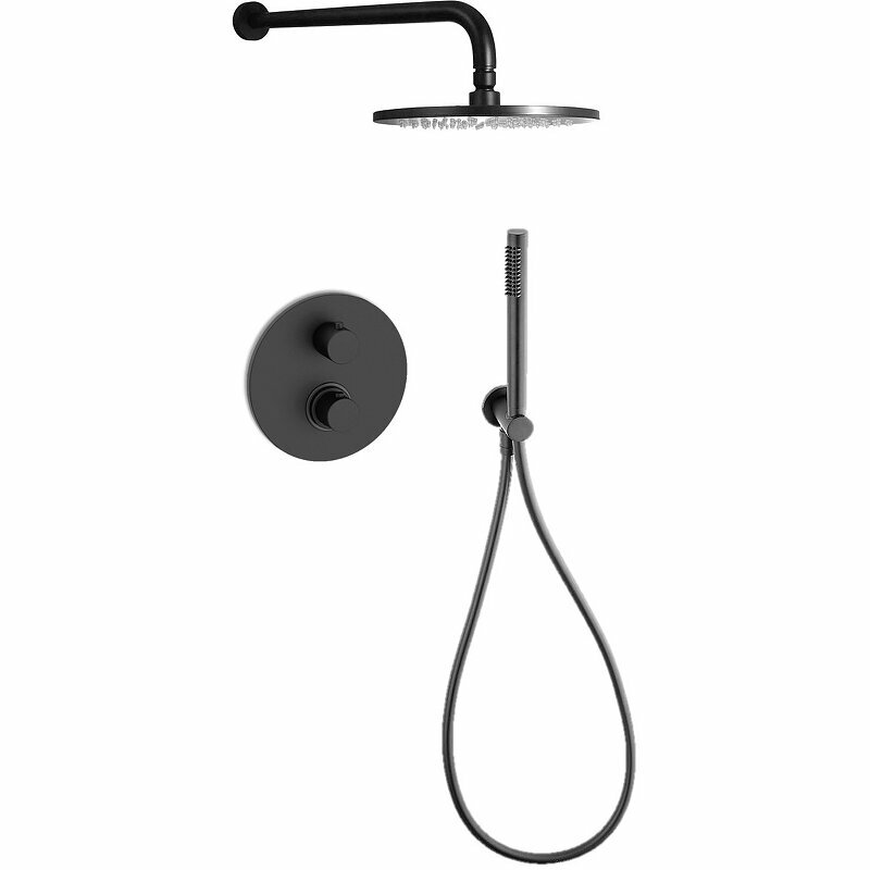 фото Душевая система Paffoni Light KITLIQ018NO с термостатом Черная матовая