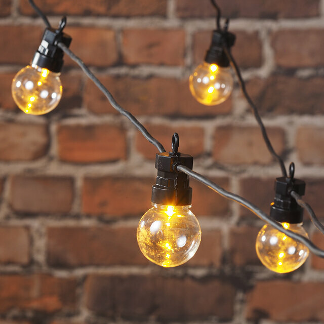 Kaemingk Гирлянда из лампочек, 20 ламп, экстра теплые белые LED, 9.5 м, черный ПВХ, соединяемая, IP44 490102