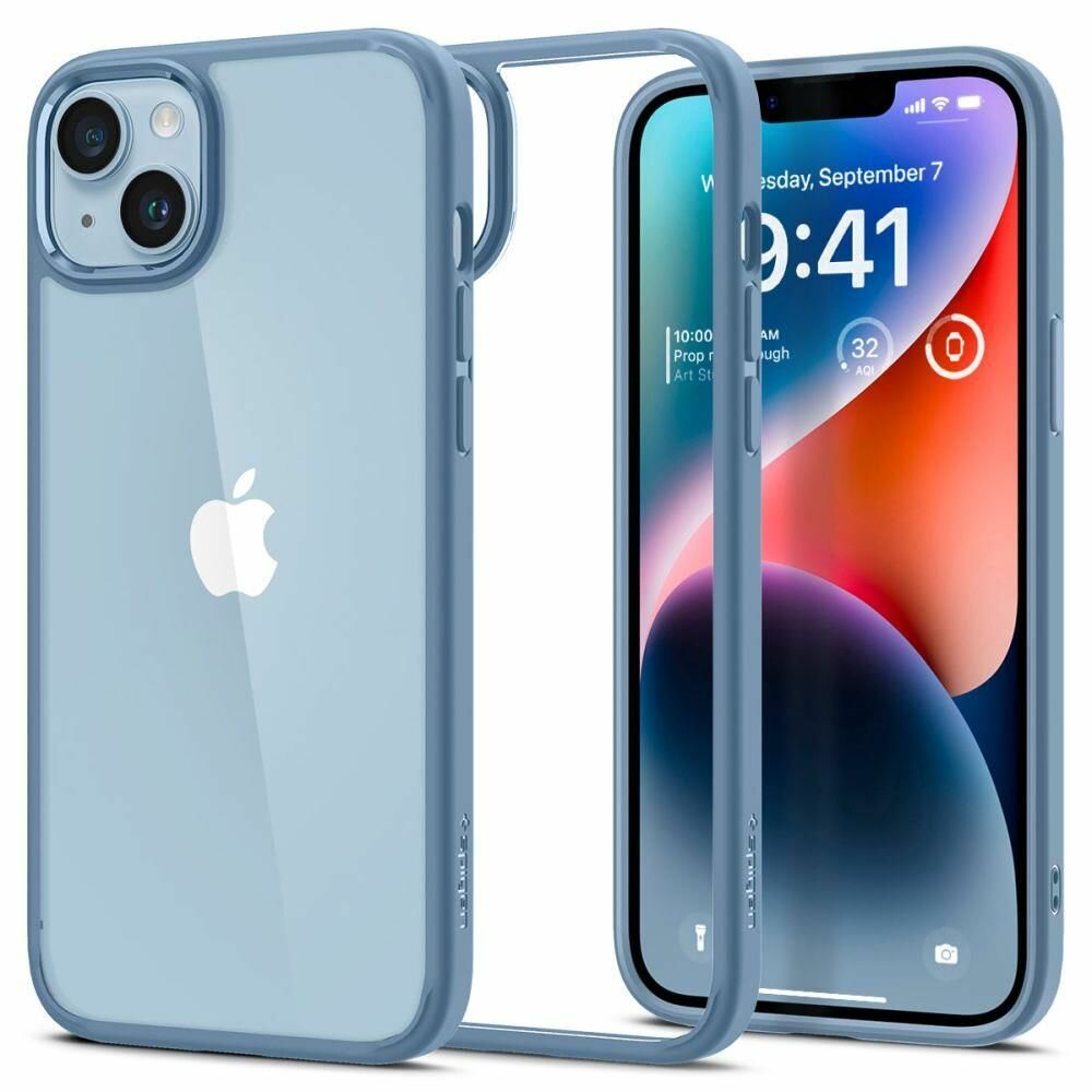 Чехол Spigen на Apple iPhone 14 (ACS05580) Ultra Hybrid / Спиген чехол для Айфон 14 накладка, противоударный, с защитой камеры, голубой