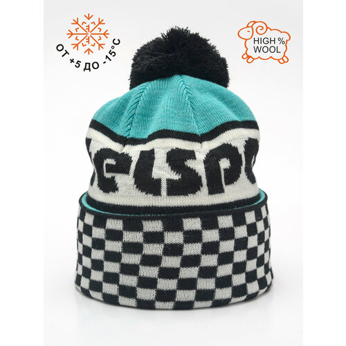 фото Шапка бини artel, размер 54, черный, бирюзовый