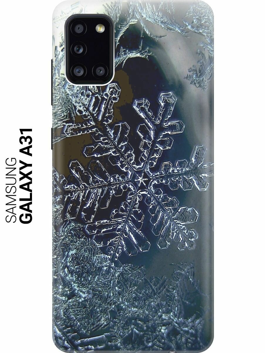Силиконовый чехол на Samsung Galaxy A31, Самсунг А31 с принтом "Макро снежинка"